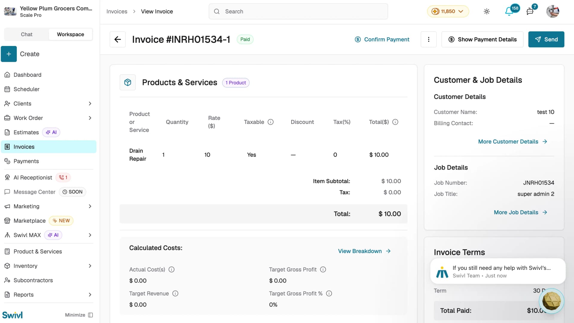 invoice revert