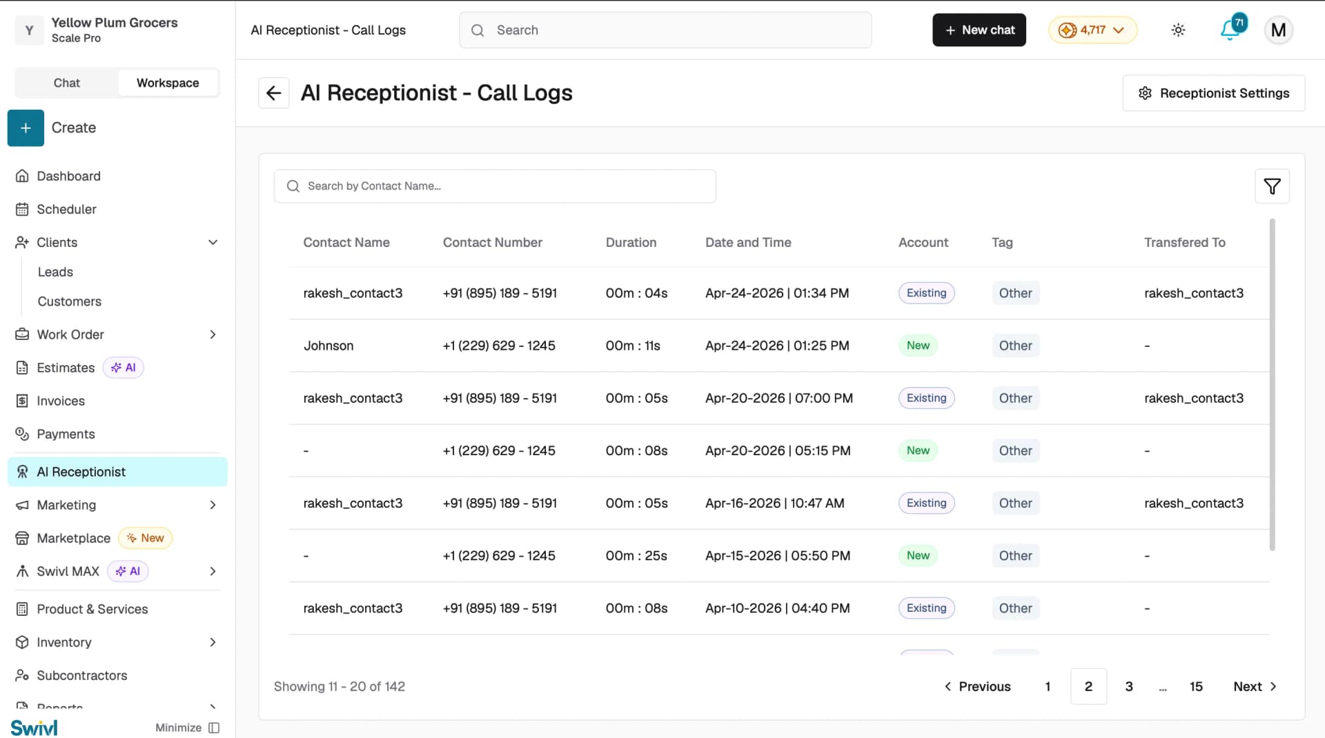 receptionist-call-log