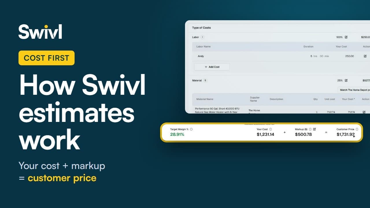 How Does Swivl Estimate a Job? Cost First, Then Markup, Then Customer Price