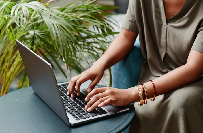 woman using laptop